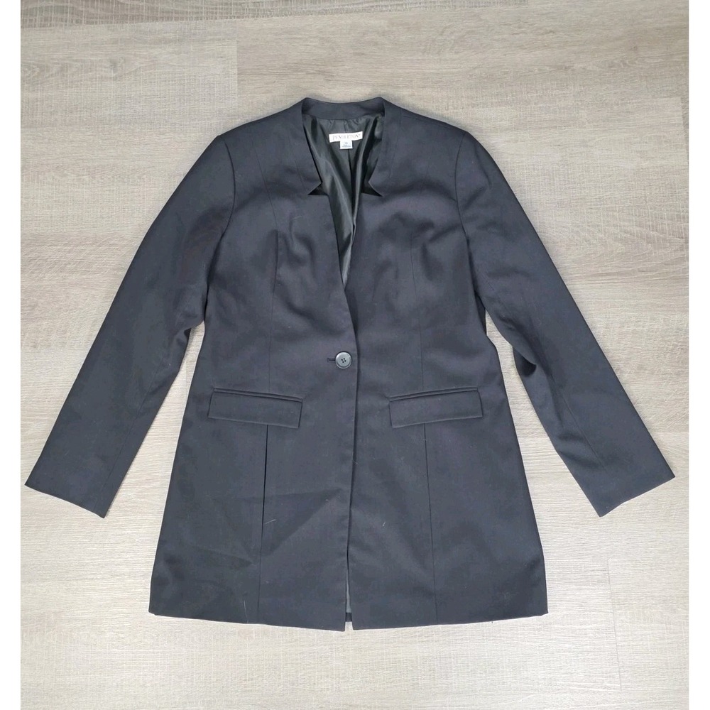 Pendleton Blazer Jacket Women 10 BLACK Single Button Mid Length‎ Polyester Blend